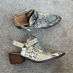 Dolce Vita Cream and Brown Mules with Modern Cutout Design